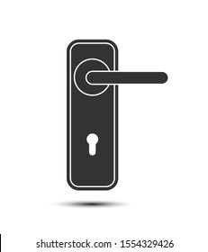 Black door handle icon on white background. Flat design.
