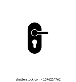 Black door handle icon template in black flat design on white background, Door and accessory equipment symbol vector sign isolated on white background illustration for graphic and web design