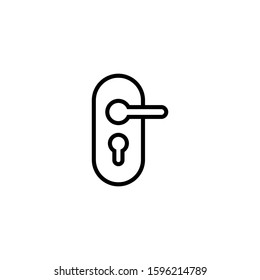 Black door handle icon template in outline style on white background, Door and accessory equipment symbol vector sign isolated on white background illustration for graphic and web design