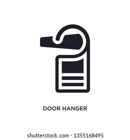 black door hanger isolated vector icon. simple element illustration from hotel and restaurant concept vector icons. door hanger editable logo symbol design on white background. can be use for web