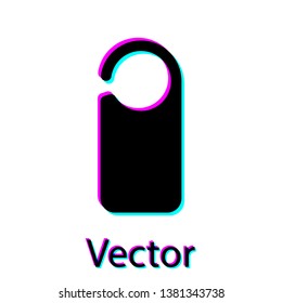 Black Door hanger tags for room in hotel or resort icon isolated on white background. Please do not disturb sign. Vector Illustration