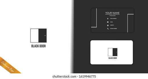 Black door logo set with busines card