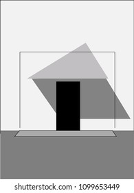 Black door on the wall