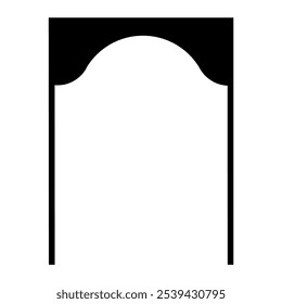 Black Door and Window Architectural Frame, Classic Style Door and Window Architectural Icon
