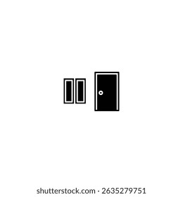 Icono negro de la puerta y de la ventana – Símbolo minimalista audaz del Vector para la arquitectura, la propiedad inmobiliaria, diseño casero de la interfaz de usuario
