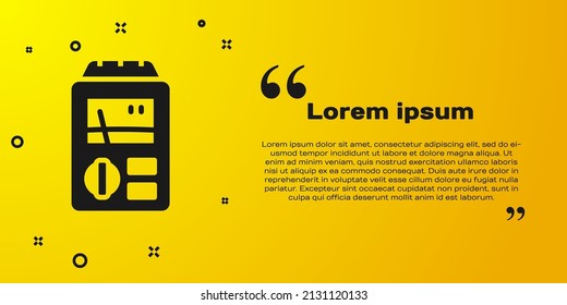 Black Dosimeter for measuring radiation icon isolated on yellow background. Gamma radiation personal dosimeter.  Vector