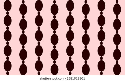 black dot chain link on pink background with seamless repeat as bead curtain pattern, replete image design for fabric printing