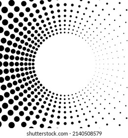 Black dot circle frame halftone on the white background. Vector illustration.