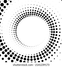 Black dot circle frame halftone on the white background. Vector illustration.