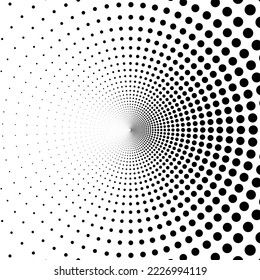 Medio tono de círculo de puntos negros en el fondo blanco. Ilustración vectorial.	