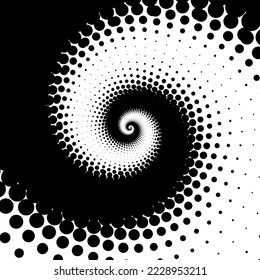 Medio tono de círculo de puntos negros en el fondo blanco. Ilustración vectorial.	