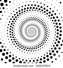 Black dot circle halftone on the white background. Vector illustration.	
