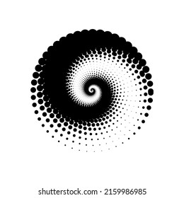 Medio tono del logotipo del círculo de puntos negros en el fondo blanco. Ilustración vectorial.