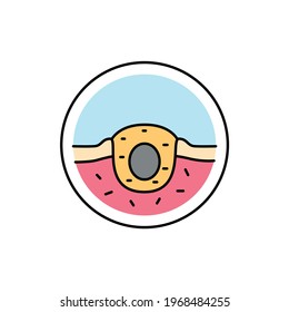 Icono de línea de color de punto negro. Enfermedad dermatológica. Elemento vector aislado. Pictograma de esquema para página web, aplicación móvil, promoción