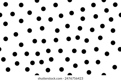 Black dot doodle seamless pattern creative circle trendy minimalist retro style geomatric art children on white background transparent texture for textile fabric paper print modern party polka shape