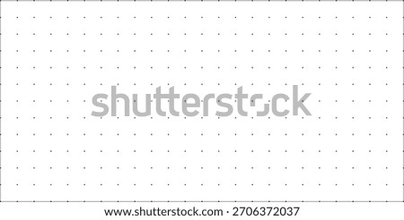 Black dot grid texture on white background. FUI science grid backdrop. Math or technological notebook blank sheet.