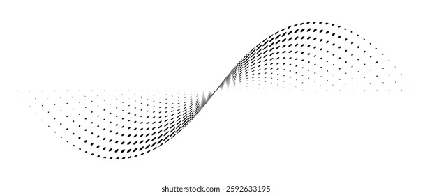 Black dot halftone in Abstract shape vector element.