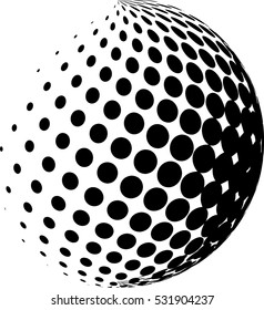 black dot halftone sphere globe