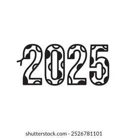 black dot icon 2025, suitable for use icon happy new year 2025, snake zodiac 2025