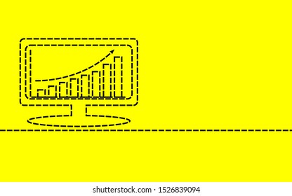 black dot line bar graph on screen computer yellow background 