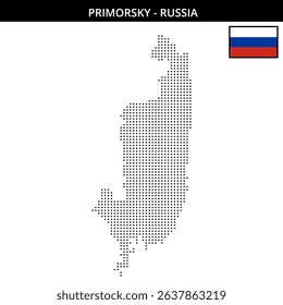 Black dot map depicting Primorsky region in Russia