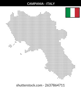 Black dot raster map showing Campania's outline