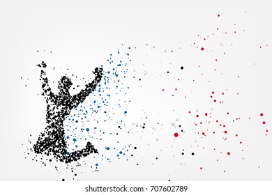 black dot in shape of soccer player with France flag to celebrate for wining the match. Concept for France soccer banner in vector illustrative