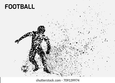 black dot in shape of soccer player to kick football. Concept for soccer banner in vector illustrative EPS10