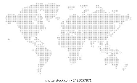 black dotated vector global world map on white background 