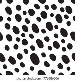 Black dots abstract seamless pattern. Hand painted seamless spots backdrop. Vector background