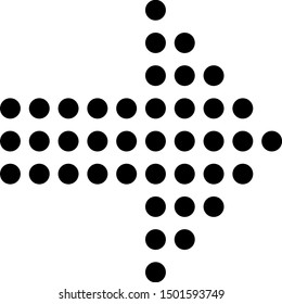 Black Dots arrow icon isolated on white background. Halftone arrow. Dotted arrow sign.  Vector Illustration