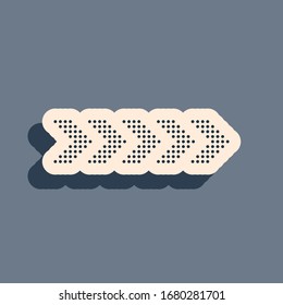 Black Dots arrow icon isolated on grey background. Long shadow style. Vector Illustration