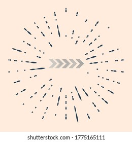 Schwarze Dots-Pfeilsymbol einzeln auf beigem Hintergrund. Abstrakte Kreis Zufallspunkte. Vektorgrafik