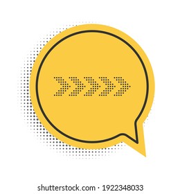 Black Dots arrow icon isolated on white background. Yellow speech bubble symbol. Vector.