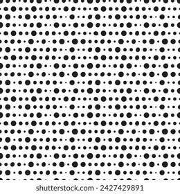 Puntos negros en líneas sobre fondo blanco patrón sin fisuras. Vector de material monocromo simple adecuado para imprimir en diferentes superficies