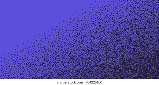 Black dots on blue background. Abstract Radial Gradient, Circle halftone Dots, Black Dotwork Engraving Pattern, Fine Radial Gradient For Your Design. Vector Illustration.