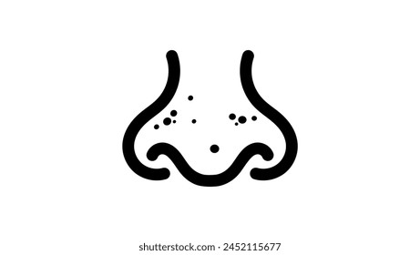  black dots on nose, black isolated silhouette