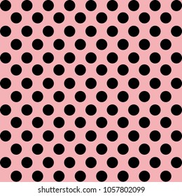 Black dots on pink background. Vector.
