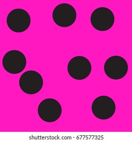 Black dots on pink background.