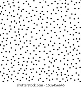 Black dots on a white background. Seamless dotted abstract pattern. Paper or fabric background template. Art graphic. Vector stock illustration