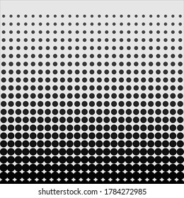 Black dots on white background. Halftone monochrome technology. Vector illustration