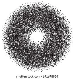 Black dots on white background. Abstract Radial Gradient, Circle halftone Dots, Black Dotwork Engraving Pattern, Fine Radial Gradient For Your Design. Vector Illustration