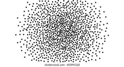 Black dots on white background. Abstract Radial Gradient, Circle halftone Dots, Black Dotwork Engraving Pattern, Fine Radial Gradient For Your Design. Vector Illustration