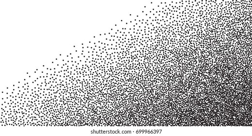 Black dots on white background. Abstract Radial Gradient, Circle halftone Dots, Black Dotwork Engraving Pattern, Fine Radial Gradient For Your Design. Vector Illustration.