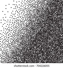 Black dots on white background. Abstract Radial Gradient, Circle halftone Dots, Black Dotwork Engraving Pattern, Fine Radial Gradient For Your Design. Vector Illustration.