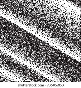 Black dots on white background. Abstract Radial Gradient, Circle halftone Dots, Black Dotwork Engraving Pattern, Fine Radial Gradient For Your Design. Vector Illustration.