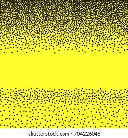 Black dots on yellow background. Abstract Radial Gradient, Circle halftone Dots, Black Dotwork Engraving Pattern, Fine Radial Gradient For Your Design. Vector Illustration.