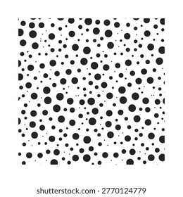 Black dots scattered randomly across a bright white background