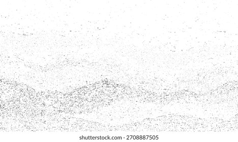 Pontos pretos e linhas curtas criam texturas onduladas abstratas em um fundo branco.