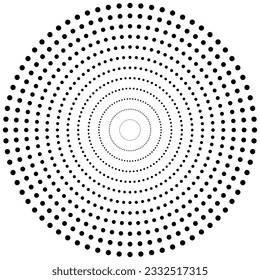 Black dots spiral design on white background